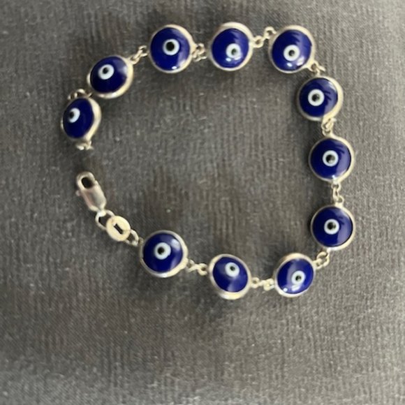 Evil Eye Beaded Bracelet marked 925 - Picture 1 of 5